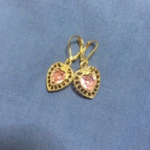 Heart pink gold earrings